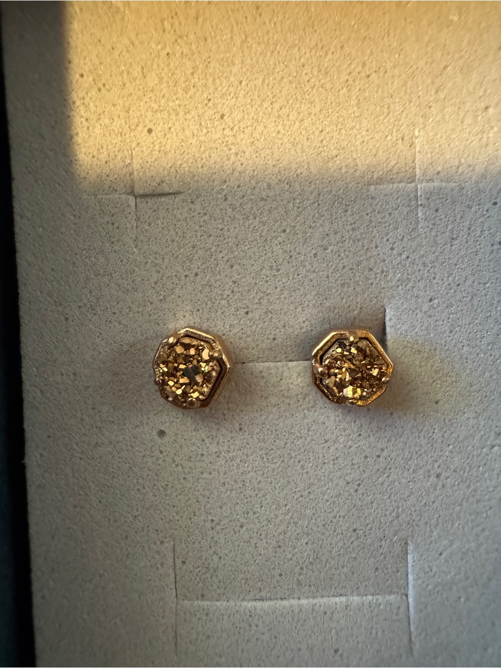 Gold Druzy Hexagon Stud Earrings - Women Jewelry Kendra Scott